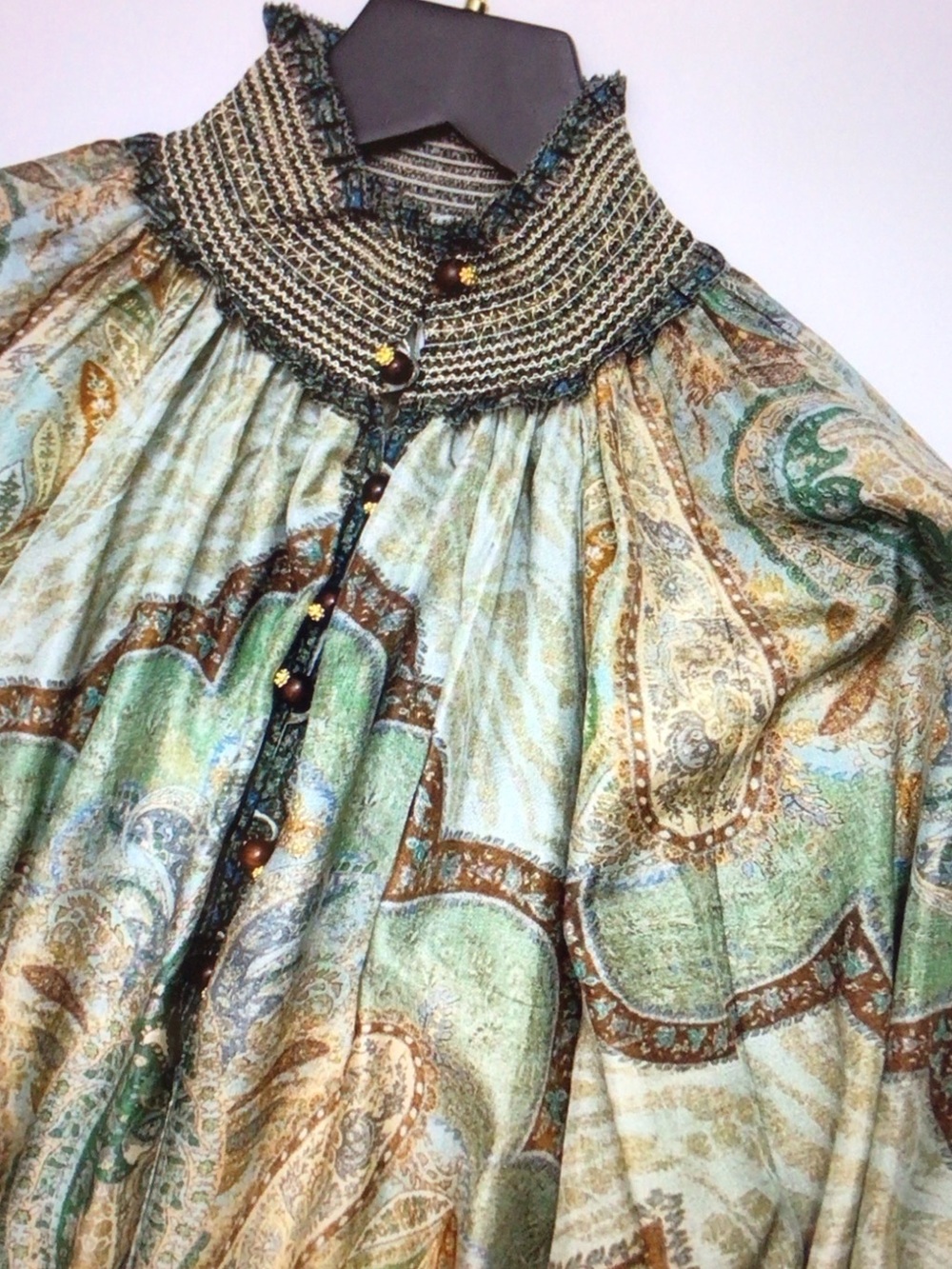 Zimmermann Sage Green Paisley Puff-Sleeve Maxi Dress - Picture 4 of 7